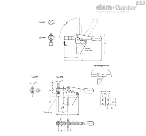 GN 820.2 Horizontal acting toggle clamps Steel